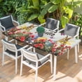 thumbnail image 2 of Spring Easter Bunny Table Cloths for 6 Foot Rectangle Tables, Grey Wooden Red Floral Easter Eggs Patio Waterproof Elastic Fitted Tablecloths, Washable Rectangular Table Cover for Camping, 2 of 8