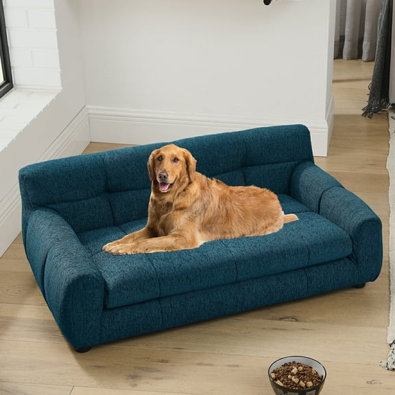 Jakoola 38" Large Pet Bed Couch, Big Dog Sofa for Medium and Large Dogs, 28.5" Seat Width, Blue