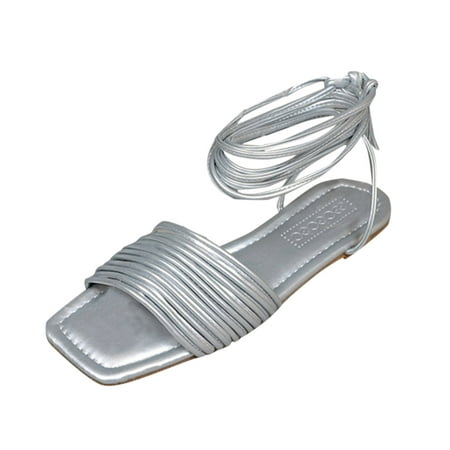 

Women Sandals Fashion Comfortable Spring Summer Flat Bottom Open Toe Roman Strappy Style Solid Color Beach Casual Shoes Footwear