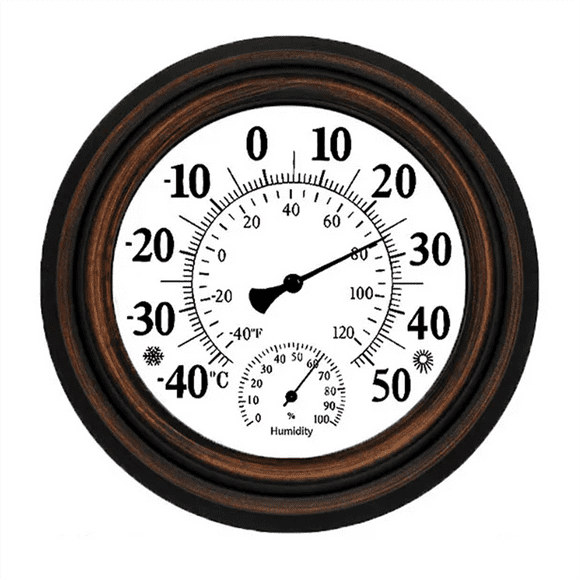20cm Antique Indoor Outdoor Thermometer Hygrometer Temperature Humidity Meter Wall Clock Thermometer for Home Decor,1 x Thermometer