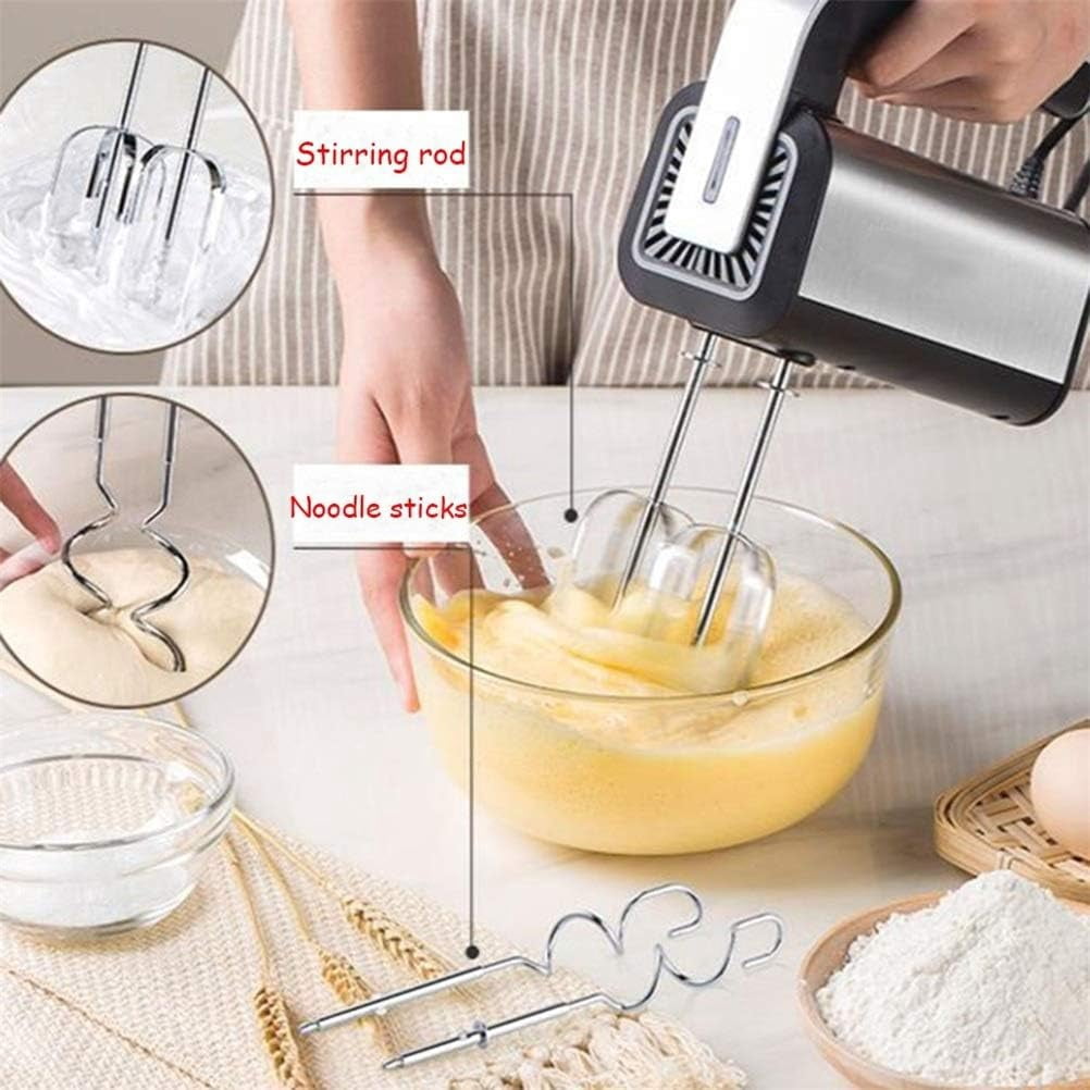 5-Speed Electric Hand Mixer with Whisk, Traditional Beaters, Dough stick, 300 Watts, for Baking & Cooking, Black
