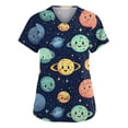 thumbnail image 2 of AHMOMEI Cartoon Print Scrub Tops for Women V Neck Short Sleeve Nurses Working Uniforms with Pocket S-5XL Plus Size Scrubs Top, 2 of 5