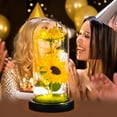 Artificial Sunflower in Glass Dome Ideal Gift for Her, Mom, Birthday