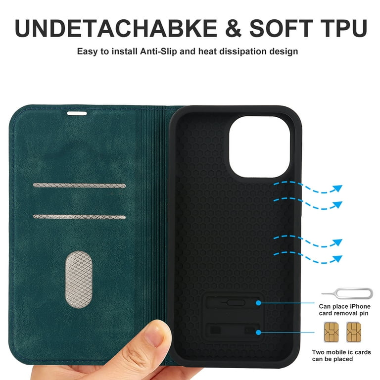 Dockem Flip Card Case for iPhone 14 Pro Max with Removable Minimalist Wallet