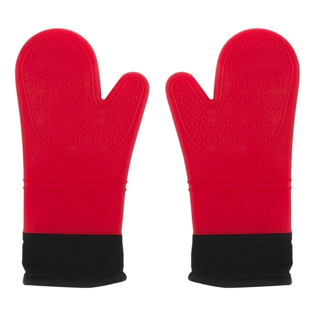 Wweixi Cuisine Four Gants BBQ Silicone Pot Titulaire Four Mitaines Résistant pour Cuisson Isolation Cuisson Anti-Dérapant Confort Mitaines 1pc Rouge Type1
