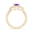thumbnail image 2 of ANGARA Natural Oval 1.15 ct Amethyst Twisted Vine Ring with Diamond Halo in 14K Yellow Gold for Women (Size-8x6mm) | February Birthstone, Anniversary, Jewelry Gift for Women | Natural Amethyst Ring, 2 of 9