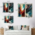 thumbnail image 4 of Designart "Teal Rhythms Abstract Awakening" Abstract Painting Wall Art Set Of 2 - Modern Red Canvas Set For Living Room Decor, 4 of 6