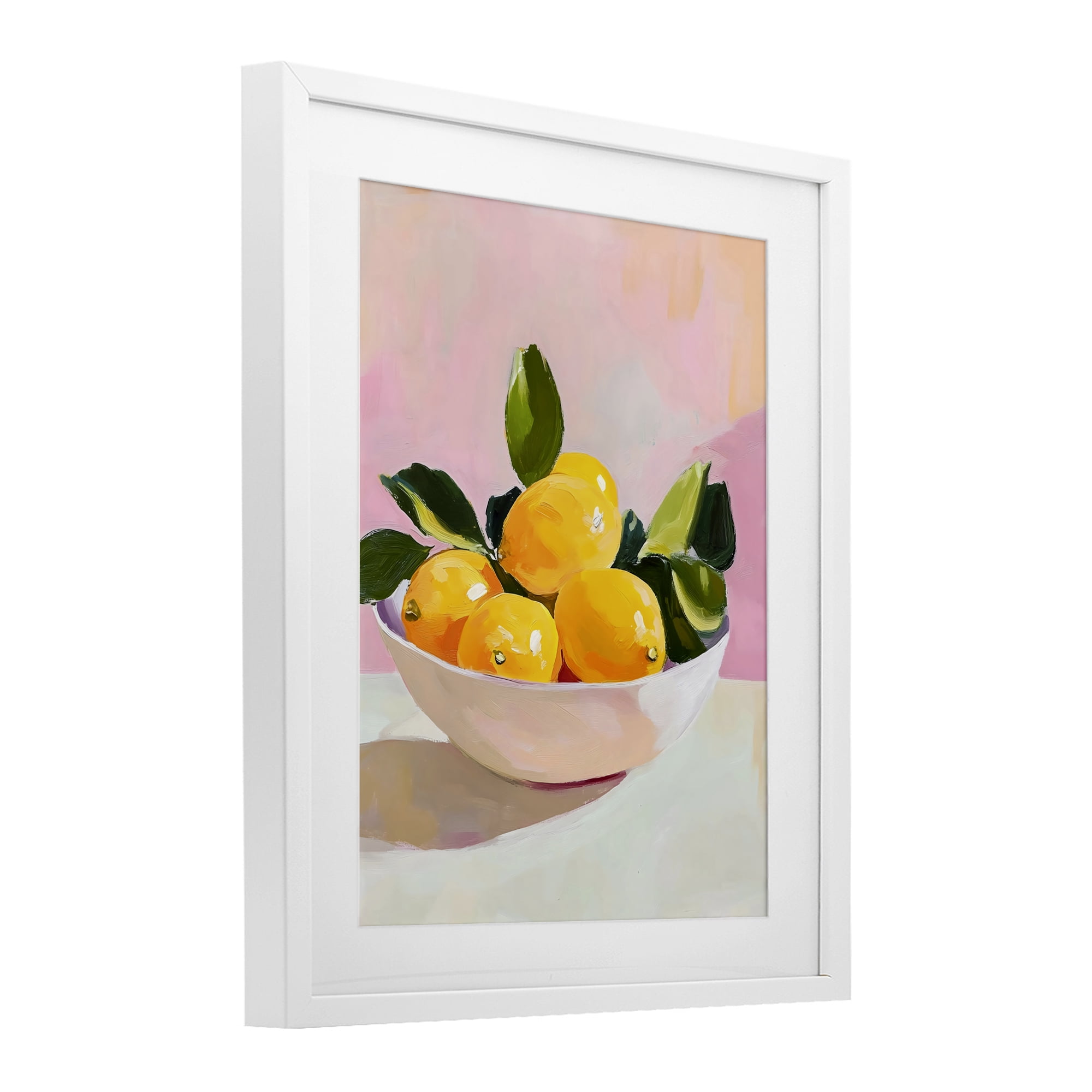 Stupell Industries Bowl of Lemons in Sunlight White Framed Print Under Glass, design by The Prints Vibe