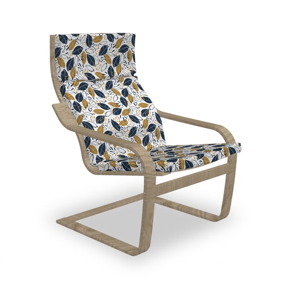 Garden Armchair Pad and Slipcover, Weathered Illustration of Autumnal Hand Drawn Isolated Leaves Spots, 1 Piece Soft Cushion Replacement with Removable Cover, White Pale Coffee Indigo, by Ambesonne
