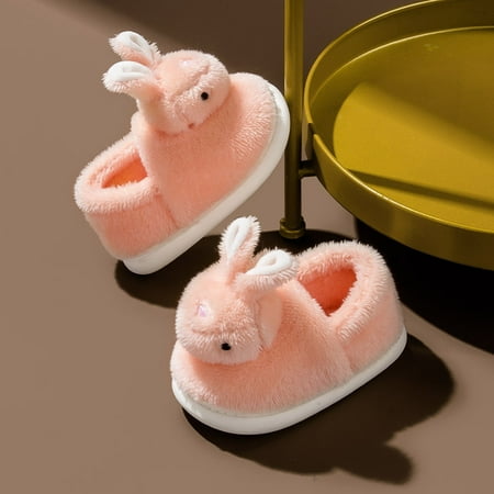 

Hunpta Kids Slippers Fashion Autumn Winter Boys Girls Slippers Flat Bottom Lightweight Short Plush Warm Cute Cartoon Rabbit