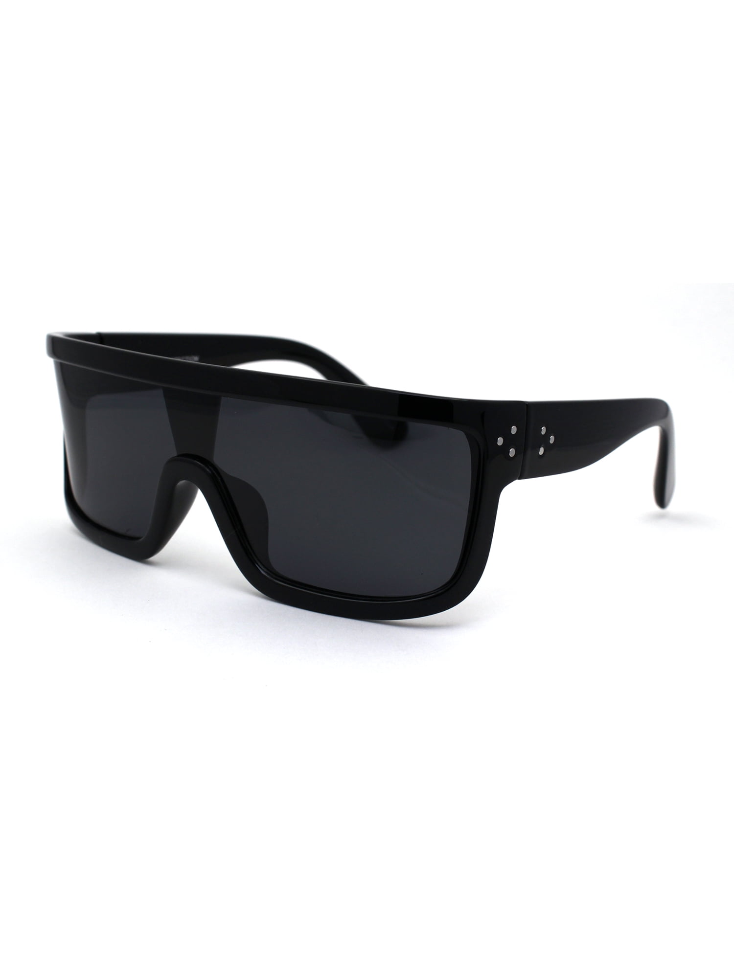 SA106 - Mens 80s Punk Oversize Shield Thick Plastic Flat Top Sunglasses