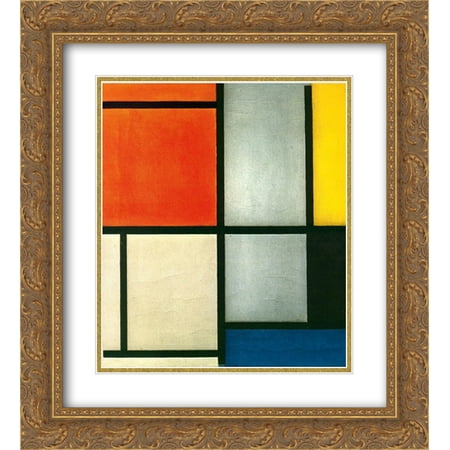 Fade Frame Gold Lens (Piet Mondrian 2x Matted 20x24 Gold Ornate Framed Art Print 'Tableau 3 with Orange -Red, Yellow, Black, Blue and)