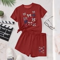thumbnail image 6 of ITSAME Girls 4th of July Outfit Set, Bow Print Short Sleeve Shirts and Shorts Summer Casual Clothes 2-Piece Red Size 13-14, 6 of 6