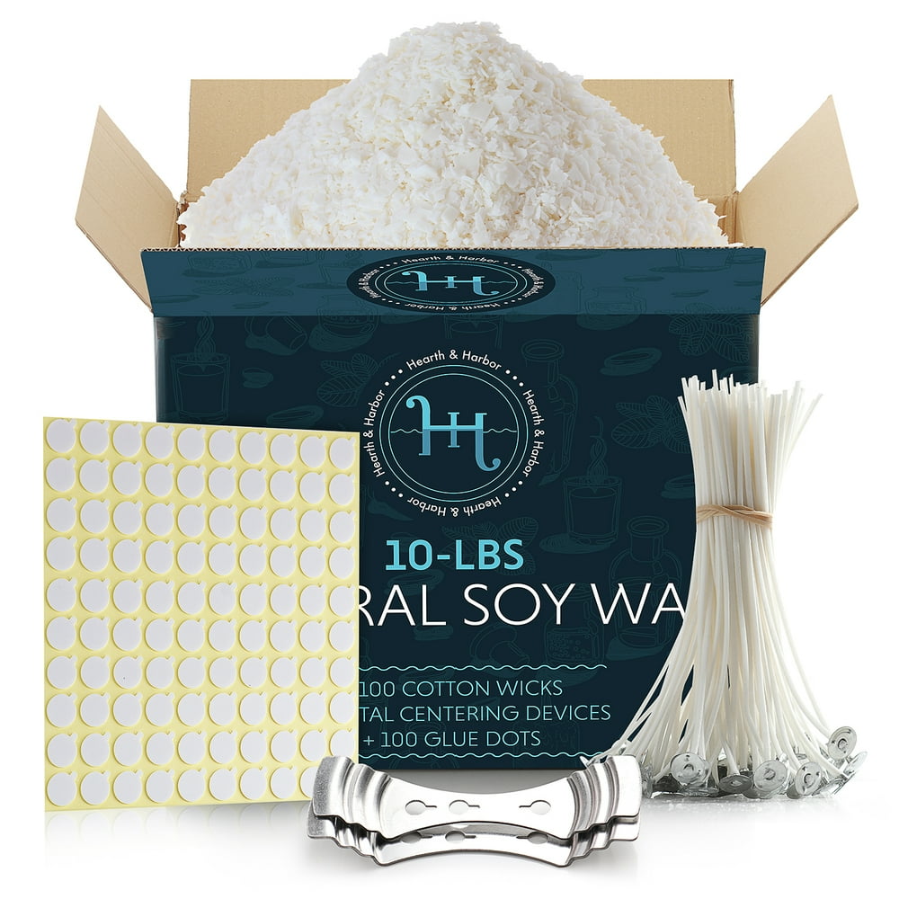 Hearth & Harbor Natural Soy Wax Flakes, 100 Cotton Wicks, 2 Metal
