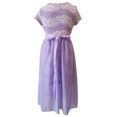 thumbnail image 2 of Little Girl Cap Sleeve Lace Chiffon Easter Graduation Wedding Flower Girl Dress Lilac 4 JKS 2143 BNY Corner, 2 of 3