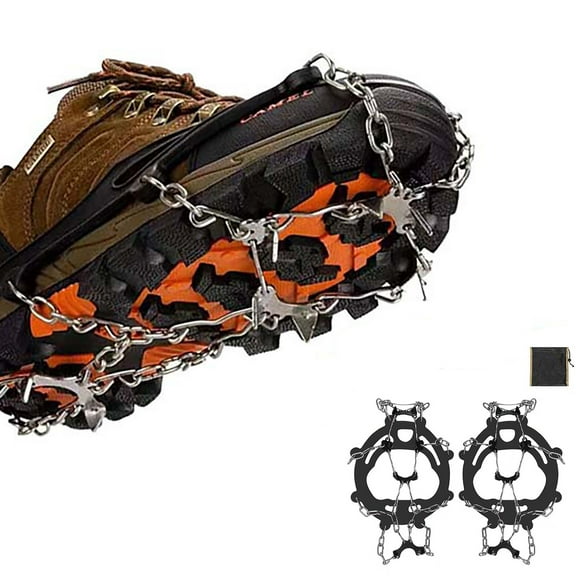 Ice Cleats for Boots and Shoes, Stainless Steel Spikes Traction Cleats for Walking on Snow and Ice, Universal Anti-Slip Crampons for Hiking, Jogging, and Climbing with Storage Bag