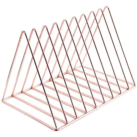 Xiao Hua Estante para carpetas y revisteros, estante metálico para periódicos de 9 secciones, almacenamiento de archivos para revistas, decoración del hogar y la oficina, oro rosa