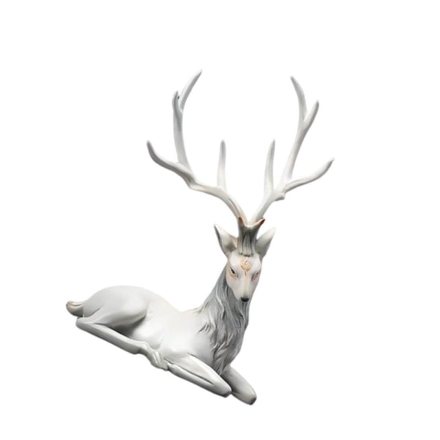 pitrice Décoration de Cerf Ornements de Collection pour Maison Bureau Renne Assis Gris