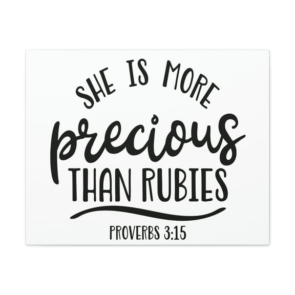 Scripture Walls Precious Than Rubies Proverbs 3:15 Cursive Christian Wall Art Bible Verse Print Ready to Hang Unframed