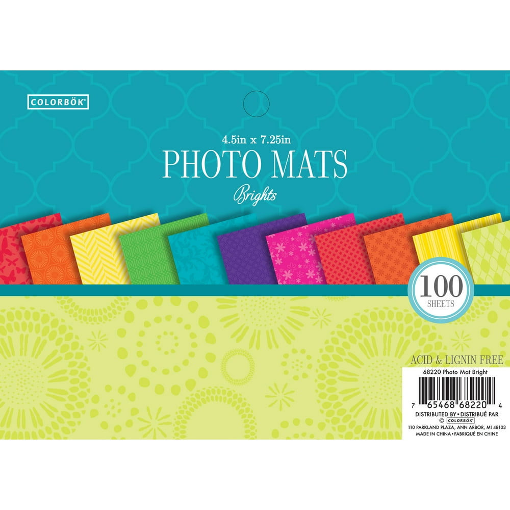 Colorbok Bright's Designer Paper Photo Mats, 100 Piece