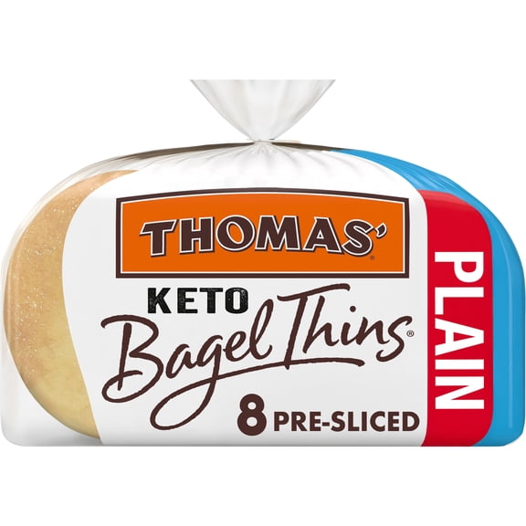 Thomas' Keto Plain Bagel Thins, 8 count, Bagels, 13 oz Bag