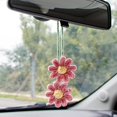 thumbnail image 1 of Cute Crochet Daisy Car Mirror Hanging - Handmade Knitted Flower Rear View Mirror Accessory, Aesthetic Pink Car Decor for Women, 1 of 5