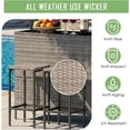 thumbnail image 5 of LAZZO 3 Pieces Outdoor  Bar Set, Patio Wicker Bar Set with Height Stools and Islander Tiki Bar for Garden, Gray, 5 of 6