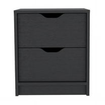HomeRoots 19 in. Two Drawer Faux Wood Nightstand, Black