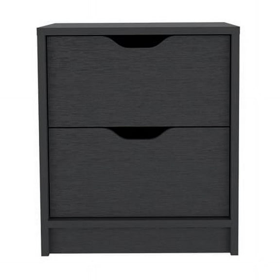HomeRoots 19 in. Two Drawer Faux Wood Nightstand, Black