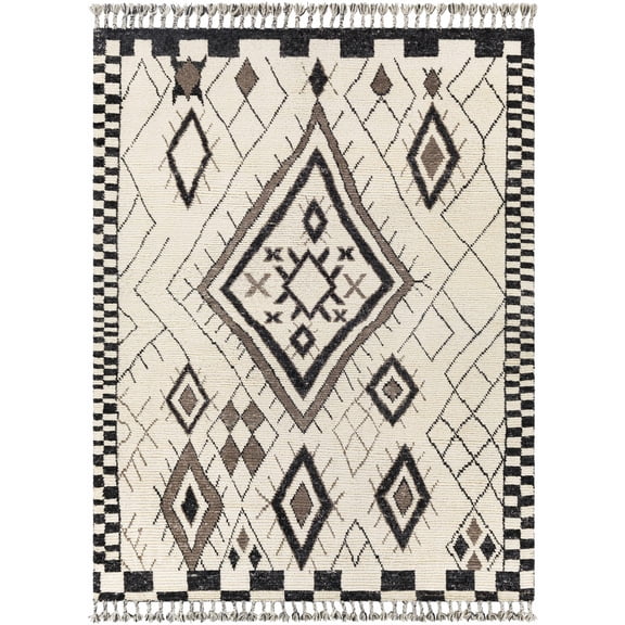 BoutiqueRugs Minyama Farmhouse Area Rug - Black, Charcoal, Cream - 2' x 3'