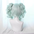 thumbnail image 5 of Unique Bargains Human Hair Wigs for Women 14" Curly Wig with Wig Cap Shoulder Length Blue Gradient Green, 5 of 6