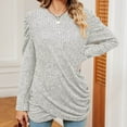 thumbnail image 6 of Long Sleeve Pullover Tops Women Plus Size Tunic Tops Women Casual Sweatshirts Solid Crew Neck Sweatshirt Split Long Sleeve Tops, 6 of 9