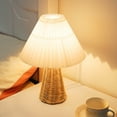 thumbnail image 6 of OEFNTAC Desk Lamp Table Lamp Lamps Table Lamp for Bedroom Infinitely Dimmable Nightstand Lamp with Umbellate Flaxen Fabric Shade for Living Room Office Dorm Solid Wood LED Bulb Included, 6 of 7