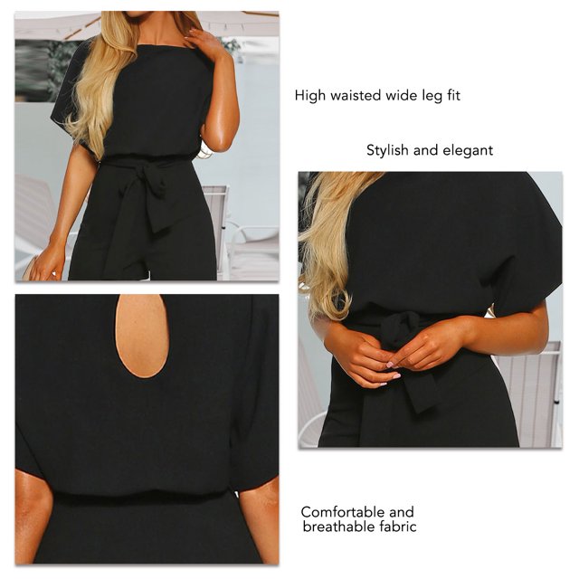 Shorts Jumpsuit, Loose Loungewear Jumpsuit Cuello Redondo Transpirable Elegante para Recreación para el Hogar para Mujeres LYUMO ropa de mujer