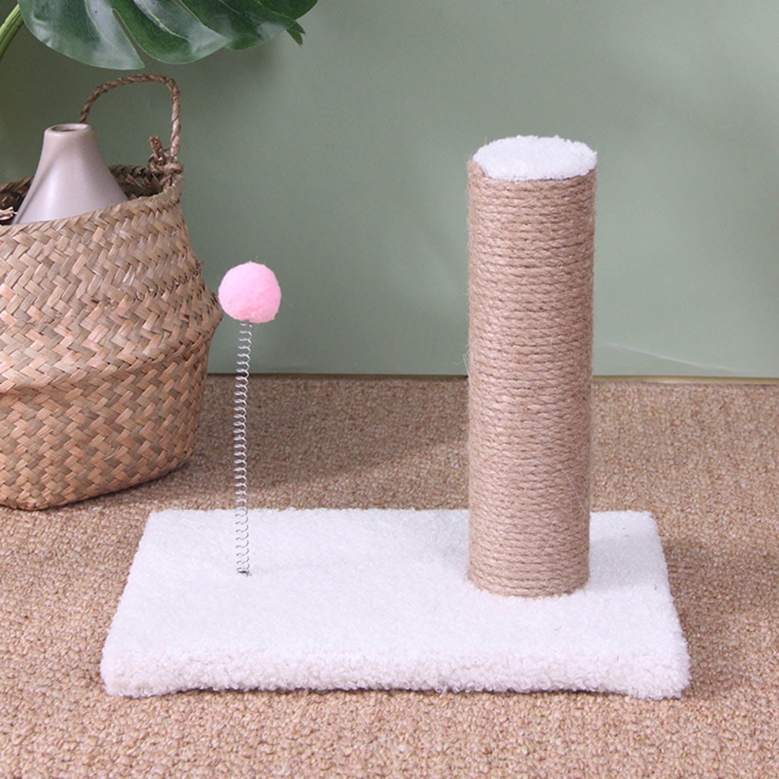 DOPI Compact Cats Climbing Post Scratch-resistant Plush Cute Shape Spring Ball Scratching Post for Home