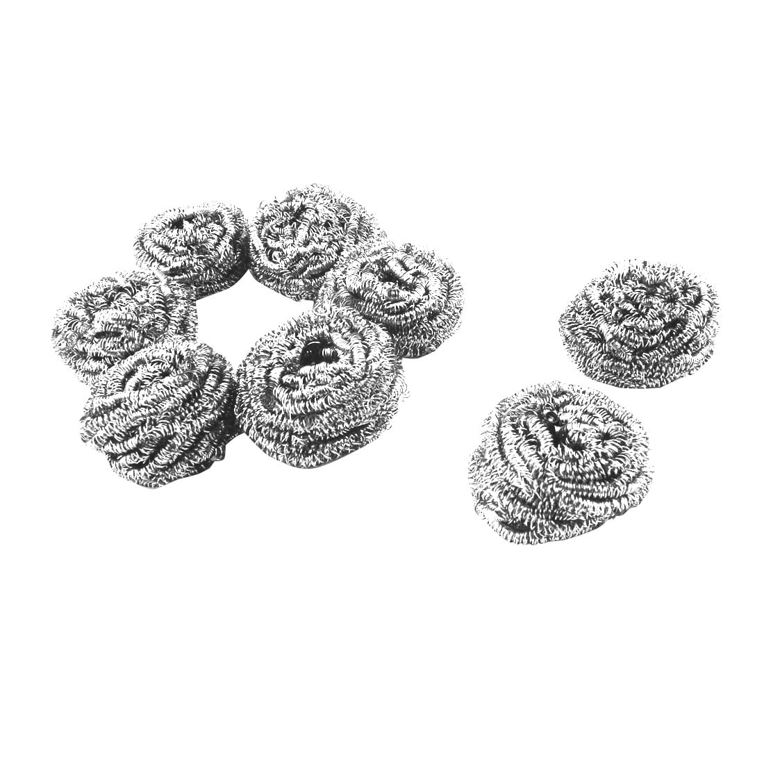 Unique Bargains Kitchen Metal Bowl Pot Pan Wire Scrubber Cleaning Tool 65mm Dia 8pcs