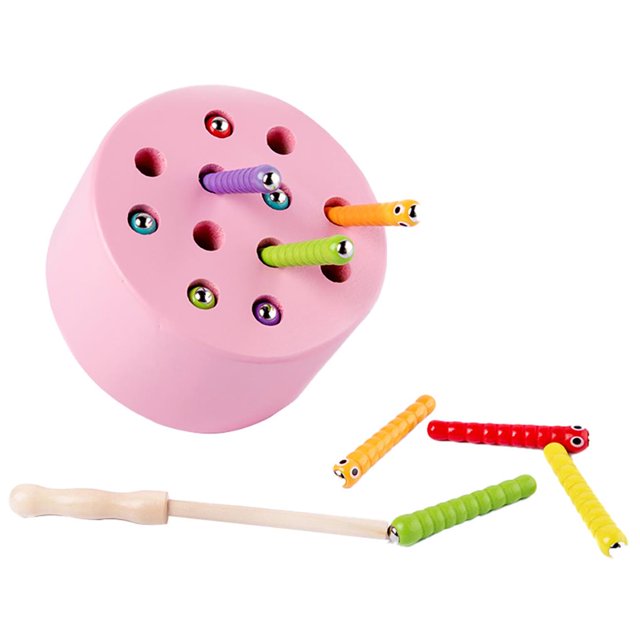 Vogacara Juguete educativo para edades tempranas, juguete para atrapar insectos, juego de captura de gusanos de madera, juego colorido para Juguetes Educativos No.1 Vogacara FN003330-01