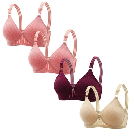 Lisbinx Bras for Women Full Coverage 4PC Woman s Embroidered Glossy Comfortable Breathable Bra Underwear No Rims Clearance Sales Today Deals Prime