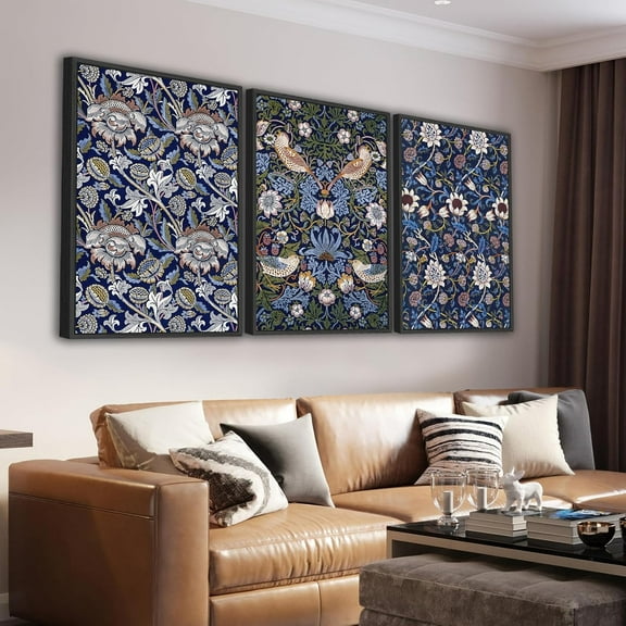 Framed Boho Wall Art Decor - Abstract Brown and White Line Painting Prints 24"x36" Set of 3 Modern Geometric Pictures Minimalist Canvas Artwork for Living Room Bedroom Home Office