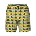 thumbnail image 4 of Lsque Mens Swim Trunks Mardi Gras Purple Yellow Plaid Pattern - Bathing Suit Compression Liner - Beach Swim Shorts Swimwear - (S-3XL) - Stretch Quick Dry -Large, 4 of 9