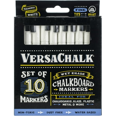 VersaChalk Liquid Chalk Markers - Bright White, 3mm Fine Tip, 10
