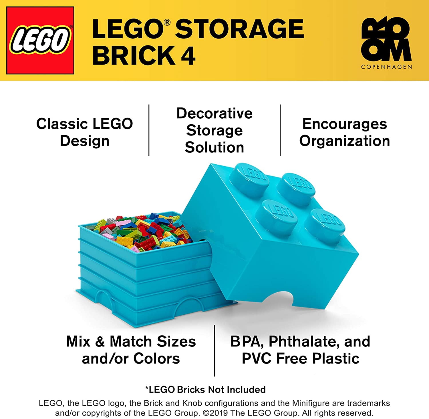 LEGO Storage Brick 4, Medium Azur