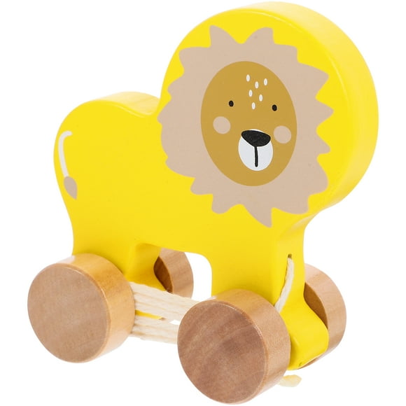 Lion Shape Pull Along Toddler Toy Pull String Car Toy Kids Early Educational Toy