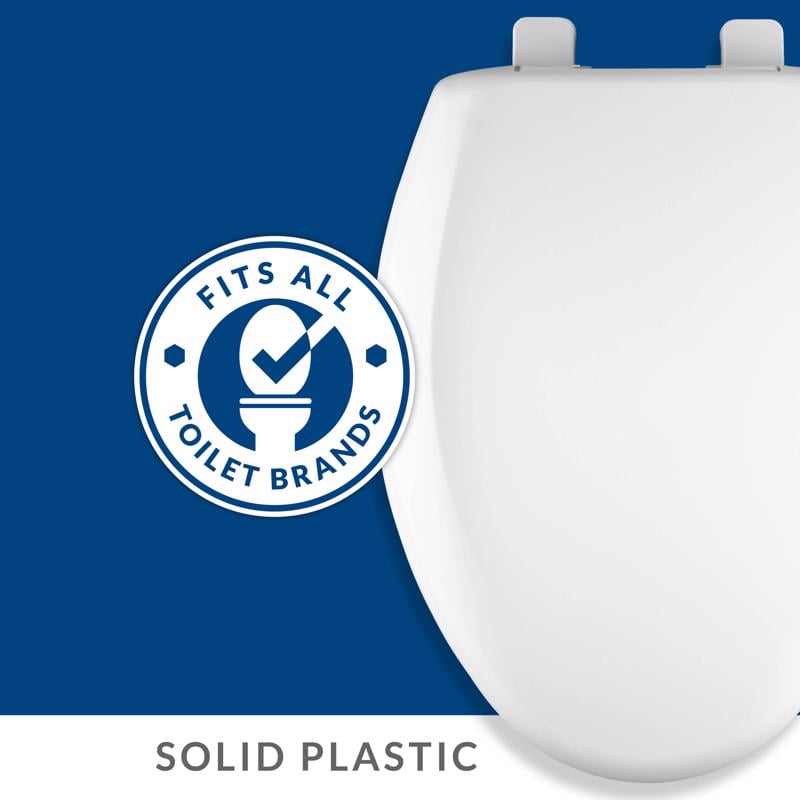 Bemis Elongated White Plastic Toilet Seat