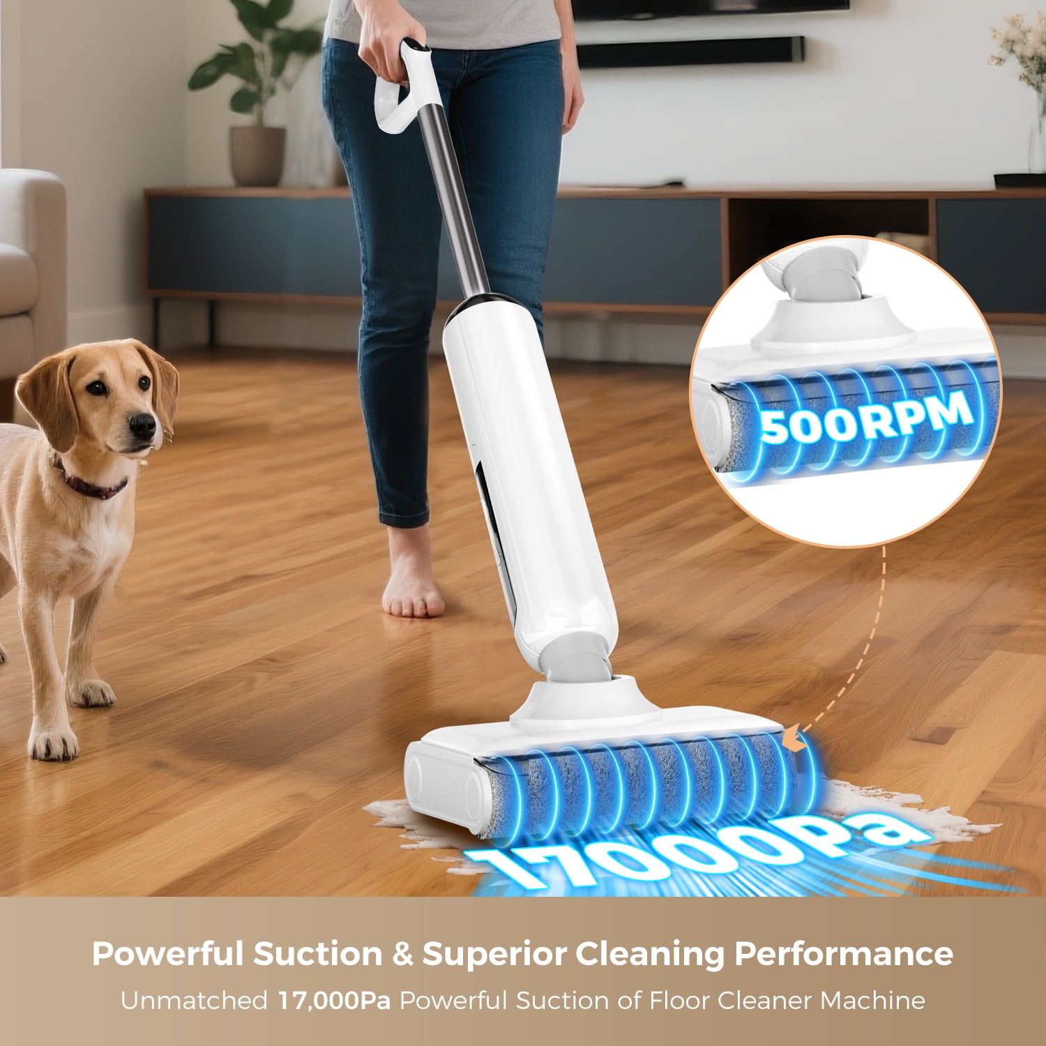 HABIUBIU Wet Dry Vacuum Cleaner for Carpet Hardwood, Edge Cleaning, Self-Cleaning Floor Washer with 45 Min Runtime