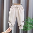 thumbnail image 2 of MeetoTime Toddler Girls Winter Cotton Pants Baby Elastic Waist Solid Color Cinch Bottom Sweatpants Suitable for 1-7 Years, 2 of 7