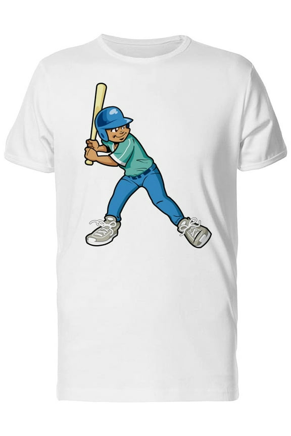 Young Boy With Baseball Bat T-Shirt Men -Image by Shutterstock, Male Small
