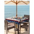 thumbnail image 3 of Outdoor Tablecloth with Umbrella Hole for Patio/Picnic/Party/Camping, Independence Day Truck Waterproof Table Cloth Square Cover Washable, Blue Star Firework 4th of July Beige (60"x 60"), 3 of 9