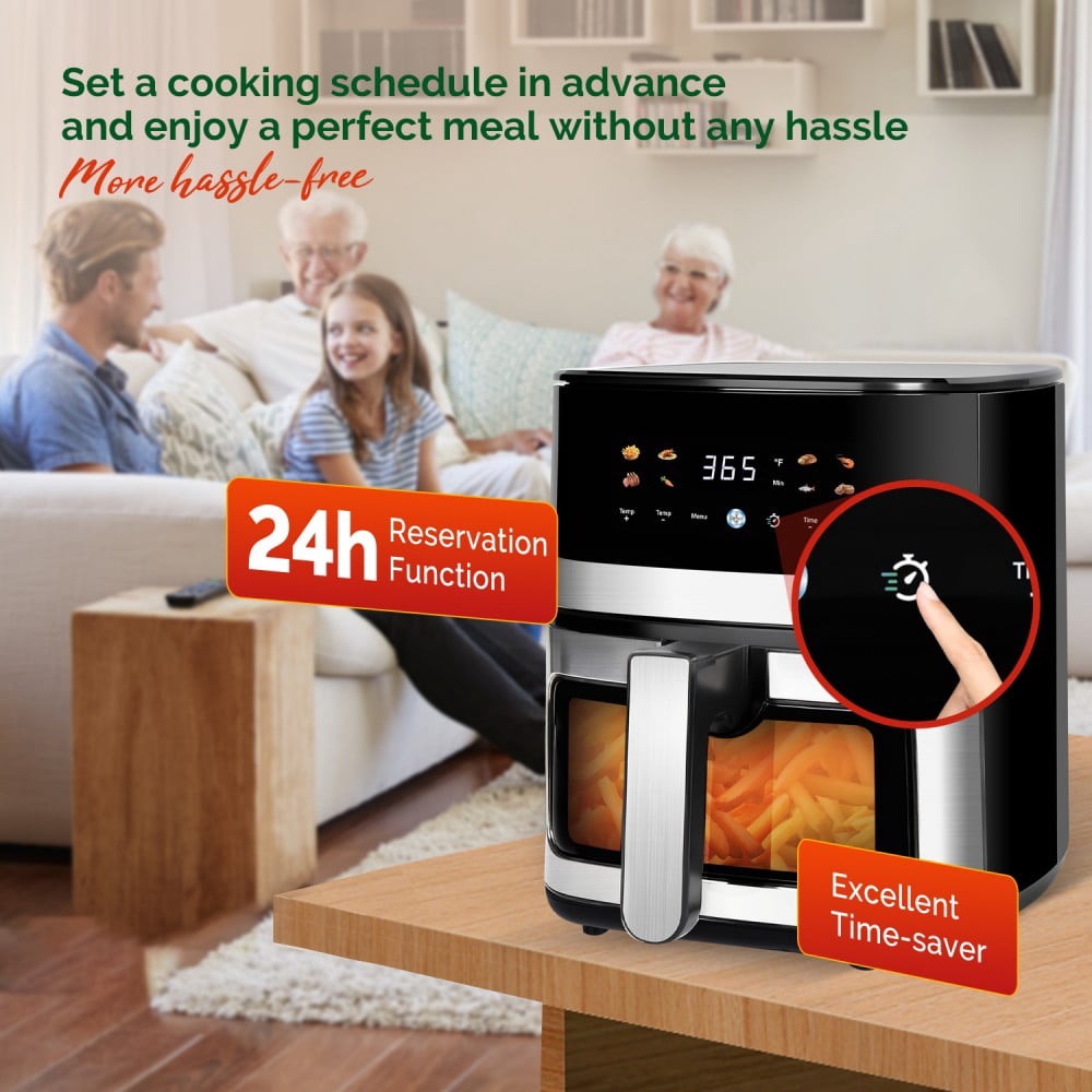 MIRASTON 5.8QT Air Fryer, 8-in-1 Touch Screen with View Window, Ideal for Home Kitchen