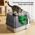 thumbnail image 6 of Enclosed Cat Litter Box with Scoop, Side Entry Cat Litterbox for Kitty & Multi-Cat, Anti-Leakage, Non-Sticky (Gray), 6 of 9